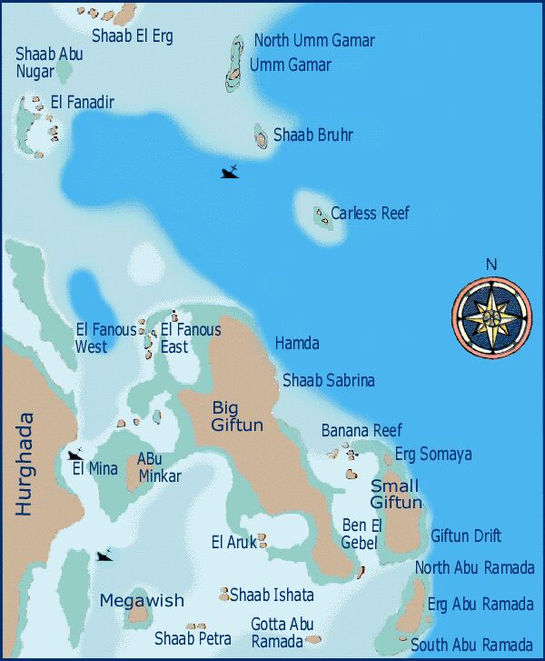 Hurghada környéki merülőhelyek Hurghada környéki merülőhelyek